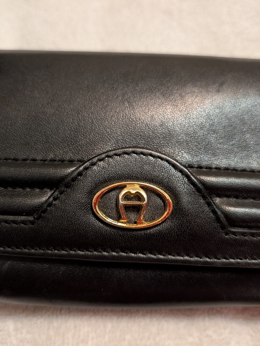 Vintage Etienne Aigner Gold-Accent Black Leather Women’s Wallet